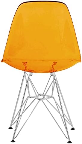 & Oblikovana bočna stolica, set od 2, prozirna narančasta