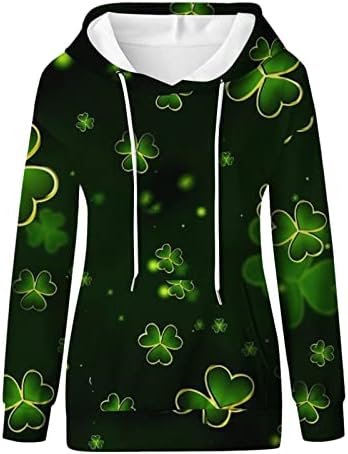 Yijiekai St Patricks Day Majica Digitalna tiskana kapuljača s dugim rukavima s dugim rukavima 3D džemper