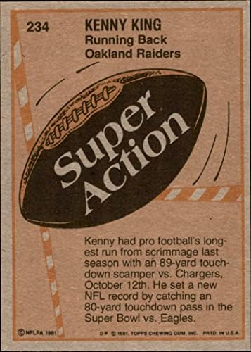 1981. Topps 234 Super Action Kenny King Oakland Raiders NM Raiders Oklahoma