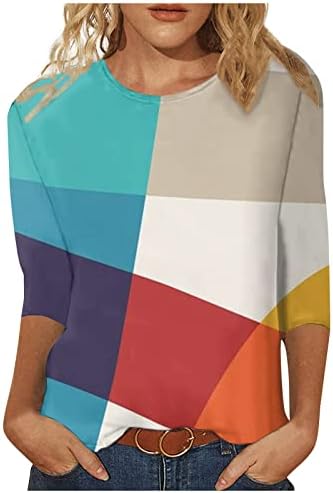 Proljeće i jesenski okrugli vratni vrh za žene tiskane majice srednje duljine 3/4 rukava bluza casual vrhovi
