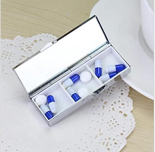 Kutija s tabletama, 3 odjeljka mini ukrasna džepna torbica prijenosna putnička tableta tableta vitamin Organizator pravokutnik tableta