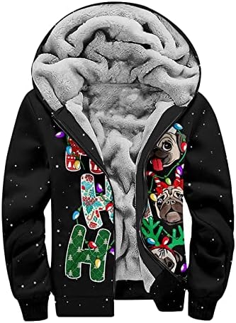 Saxigol Valentine Day Pokloni za dečka 2023 smiješni Xmas tiskani flanel prekriveni kaputi, veliki i visoki patentni kapuljača jakni