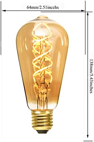 Vintage Edison žarulja od 4 vata 964, baza 926 Topla bijela 2700 9110 inča, starinska LED žarulja sa žarnom niti, jantarna staklena