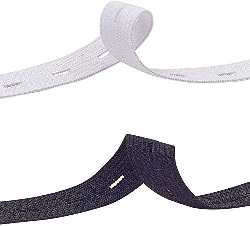 20 jardi elastična traka od 0,6 inča, pletena elastična traka za petlje i 20kom gumbića od smole za suknje, kratke hlače, hlače za