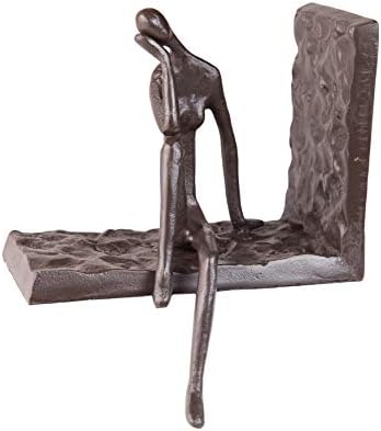 Dania B. moderna Metalna umjetnička polica-izdržljiv, neklizajući, ukrasni stalak za knjige od lijevanog željeza-žena na strehi