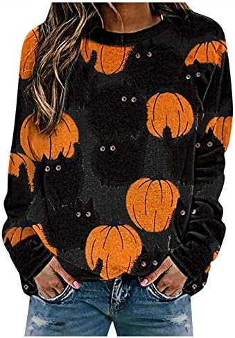 Balakie Womens Halloween trenirke od bundeve Creveck casual dugi rukavi labavi praznični pulover vrhovi