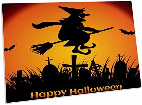 3Drose Happy Halloween s vješticom na metli i šišmiši - prostirke za stol