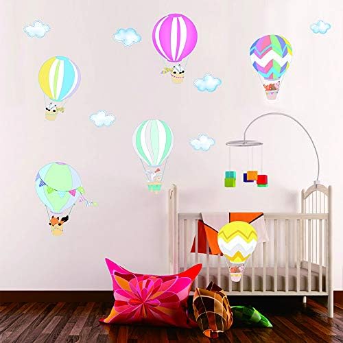 Crtani balon sa slatkim zečićem, Zidne naljepnice, šarene crtane uklonjive Zidne naljepnice, balon za dječju spavaću sobu, dekor dnevne