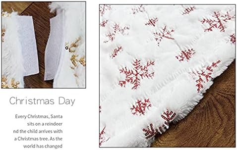Huijie suknje za božićno drvce - Bijeli plišani trobojni izvezeni snježni pahuljica Božićno drvce prostirka Donje ukrasne pregače,