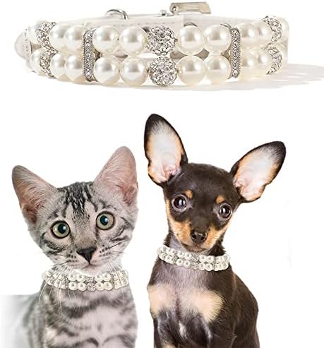 Pseća mačja kožna bisera bisera kristal grival ogrlica ogrlica za male pse mačke vjenčane rođendanske zabave