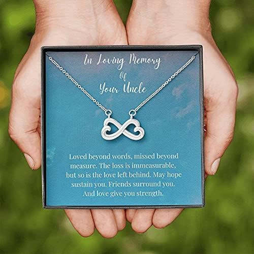 Kartica s porukama, ručno izrađena ogrlica- Ogrlica za personaliziranu poklon Infinity Hearts, u ljubavnom sjećanju na vašeg ujaka,