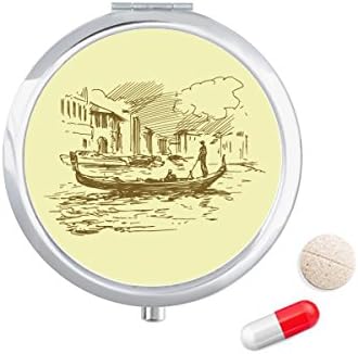 Riječni brod orijentir skica krajolika kutija za tablete džepna kutija za pohranu lijekova spremnik za doziranje