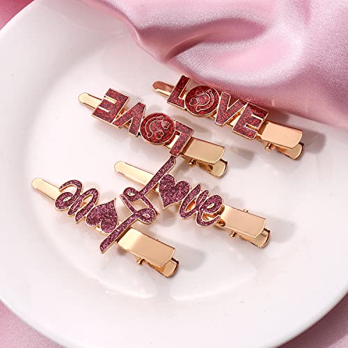 Svjetlucave ukosnice za Valentinovo s rhinestonesom, ukosnice za ljubavno pismo za žene i djevojke, slatke romantične ukosnice za srce
