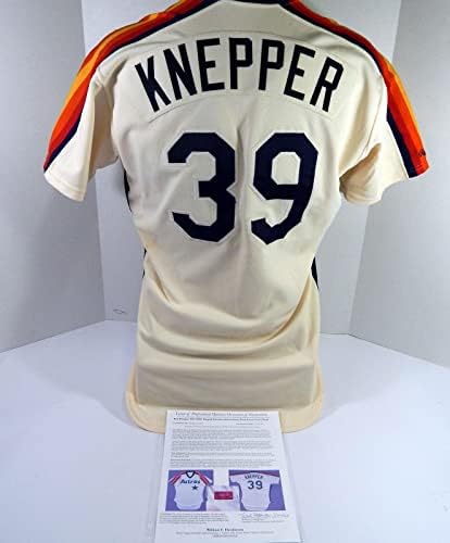 1986. Houston Astros Bob Knepper 39 Igra Korištena kremasta dres Henderson LOA 44 3 - Igra korištena MLB dresova