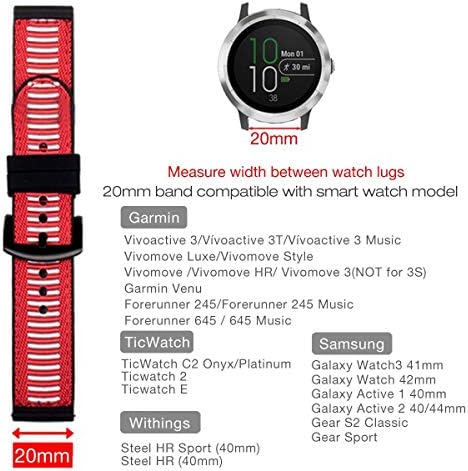 Abanen satni bendovi za Samsung Galaxy Watch 4 40 mm/44 mm, 20 mm brzog otpuštanja tkanog najlonskog hibridnog silikonskog traka za