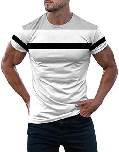 Zdfer muške mišićne majice s kratkim rukavima Stripe Patchwork Gym Workion majice majice pamučna posada vrat atletski ljetni vrhovi