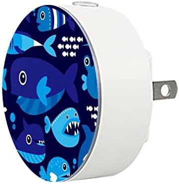 2 pakiranja plug-in noćne svjetlosti LED noćni morski ocean riba s sumračnim senzorom za dječju sobu, vrtić, kuhinju, hodnik