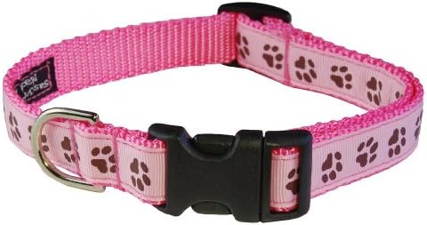 Srednje ružičaste/smeđe štene šape za pseće ovratnike: 3/4 širok, prilagođava se 13-20 - napravljeno u SAD -u.