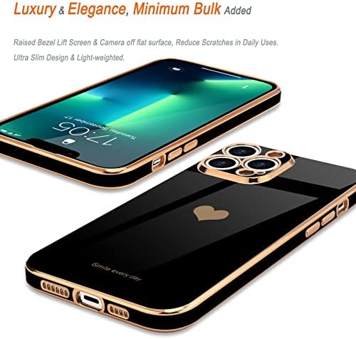Teageo za iPhone 13 Pro Max Case For Women Girl Slatko ljubavno luksuzno luksuzno bljeskanje mekog poklopca Podignuta zaštita od kamere