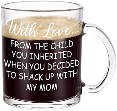 Smiješne staklene šalice za kavu Pokloni za očuha, s ljubavlju od djeteta koje ste naslijedili prozirne šalice za kavu šalice s ručkom,