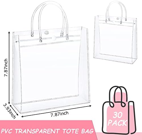 30 komada PVC prozirne poklon vrećice s ručkom, 7, 87 97, 87 93 inča prozirna plastična Poklon vrećica za višekratnu upotrebu za kupovinu