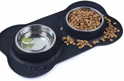 Protuklizna dvostruka zdjela za pse sa silikonskom prostirkom Izdržljiva hranilica za vodu od nehrđajućeg čelika Pojilice za hranjenje