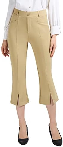Puweer Capri hlače za žene odjeveni posao casual rastezljivog bljeskalice ženske haljine hlače s džepovima ljetni usjev kapri