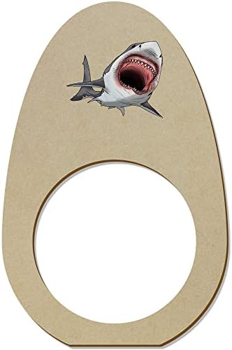 Azeeda 5 x 'Veliki bijeli morski morski pas' drveni prstenovi/držači