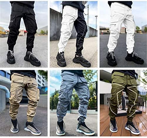 Adongnywell muškarci Elastic-Waist StretString hlače muškarci Multi džepovi kombinezoni labave ravne cijevi vanjske hlače za trčanje