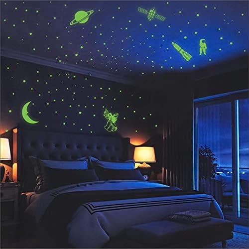 2-fluorescentna zidna naljepnica s noćnim sjajem u mraku zvijezda Zelena za dječju sobu