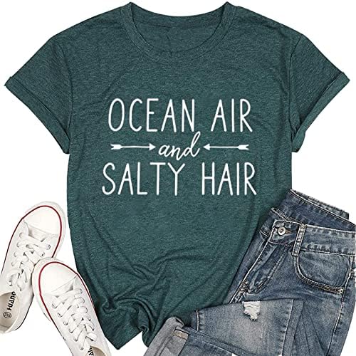 Ocean zrak i slana kosa Ženska grafička majica Kauzalna kratka rukava smiješna košulja Top Tee Atletske majice