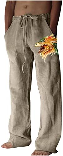 Muškarci pamučne lanene hlače ljeto labava elastična struka džepovi za džepove hlače ležerne lagane vintage rastezljive hlače
