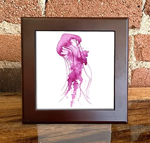 Meduza ružičasta akvarelna umjetnička ukrasna pločica
