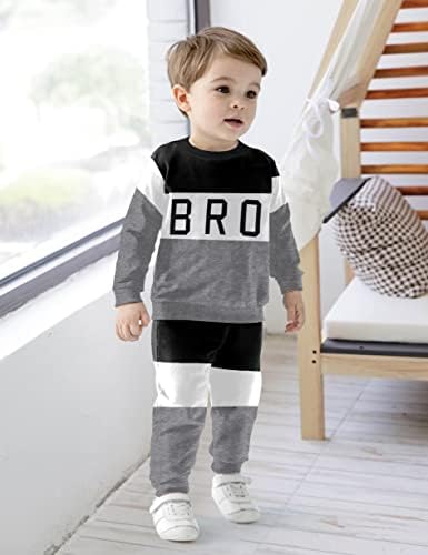Aulyffo Toddler Boy odjeća jesena odjeća, kontrastne dječake dukserice i jogger hlače 2pcs modni dečki odjevni setovi