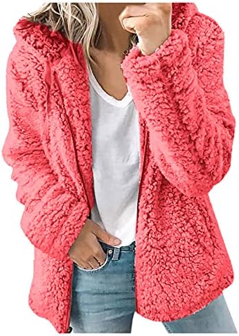 Szitop Zimski kaputi za žene ležerne tople plišane džempere s dugim rukavima plus veličina jakne za fleke odjeća s džepovima