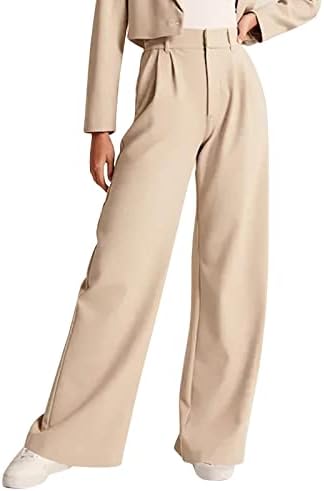 Miashui Ladies Atletske hlače ženske hlače za odijevanje širokih nogu visokog struka, podešene gumbe dolje hlače 90s za hlače za 90s