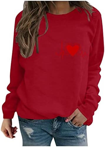 Oplxuo žensko ljubav Srce dukserica sretna košulja za Valentinovo cvjetni grafički vrhovi bluza majica s dugim rukavima pulover