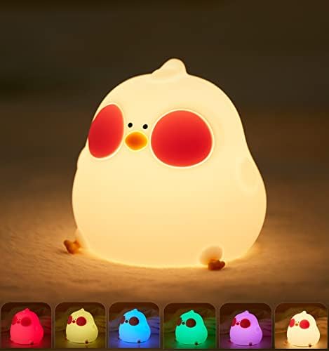 Happybag Chick Night Light Kids Night Light, USB punjivo slatka silikonska noćna lampica zatamnjena rasadnička prijenosna boja Promjena