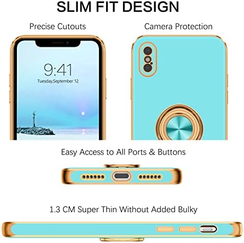 Bentoben iPhone XS futrola, futrola za telefon iPhone X, Slim Fit Sparkly Kickstand držač prstena Dizajn zaštite od udara Shock Soft