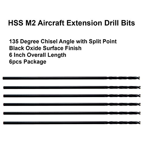 Maxtool 5/32 x6 6pcs identične bušilice za produženje zrakoplova HSS M2 Extra dugi dubinski zavojni dijelovi za bušenje ravna u potpunosti
