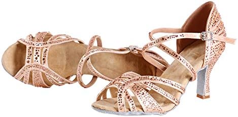 Hiposeus žene latino plesne cipele s rhinestones Modern tango salsa zabava peta 7,5 cm, model cy356, ružičasta, 9,5 b uss