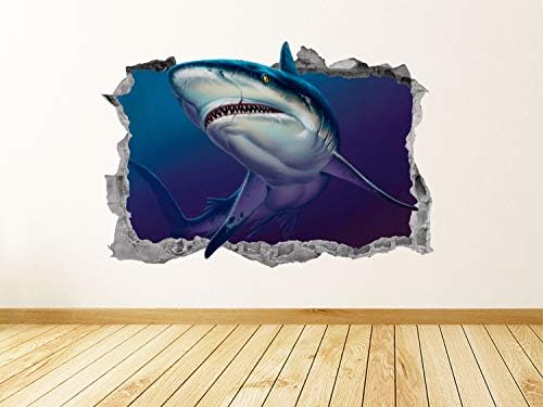 Morski pas zid art naljepnica razbijena 3D grafički ocean naljepnica za životinje zid mural plakat dječja soba dekor doma poklon up396