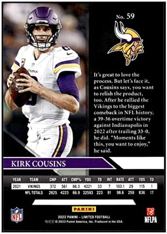 Kirk Cousins ​​2022 Panini Limited /99 Gold Spotlight 59 Vikings NM+ -MT+ NFL nogomet