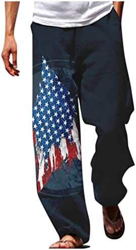 Muške posteljine labave hlače američka zastava tiskana modna kreativna lagana elastična pantalona joga joga plaže gaćice