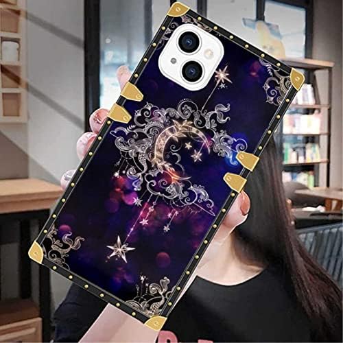 Kompatibilno s futrolom za iPhone 14 Square, Cresent Tajanstvene mjesečeve zvijezde Nebeski cvjetni luksuzni ukras za iPhone Case Girls