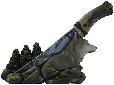 DWK - Wolf Spirit Blade - Rustikalni vuk Snowy Mountain Forest Prices nehrđajućeg čelika Izložbeni nož s ukrasnim držačem figurice