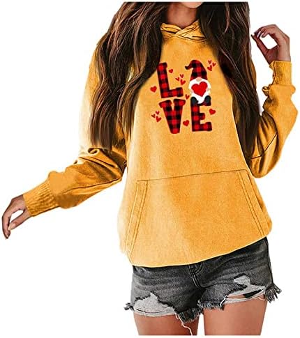 Žene smiješne valentinske kapuljače pulover džemper kenguroo džepovi košulja za košulje za zimsku odjeću