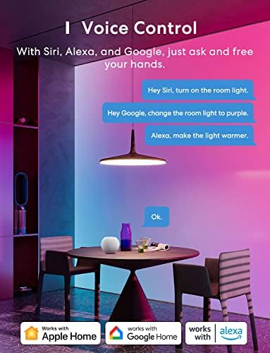 pametna led žarulja meross, led žarulje Smart WiFi, kompatibilan sa Apple HomeKit, Siri, Alexa, Google Home i SmartThings, Višebojne