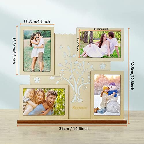 Seehan 4x6 okvir za kolaž 4 otvora drveni obiteljski stablo okvir slike s 4 okvira za fotografiju, 4x6 Okvir okvira okvira za slike