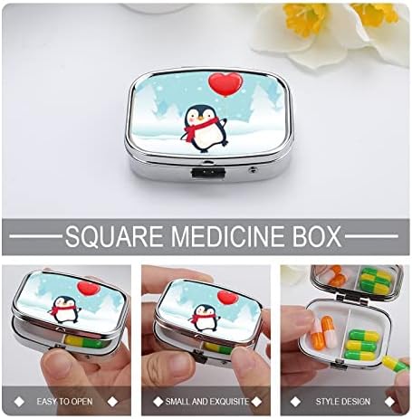 Kutija s tabletama Slatka Penguin kvadratna tableta za tablete prijenosna tableta Plullbox Vitamin Organizator tableta Pilul s 3 odjeljka